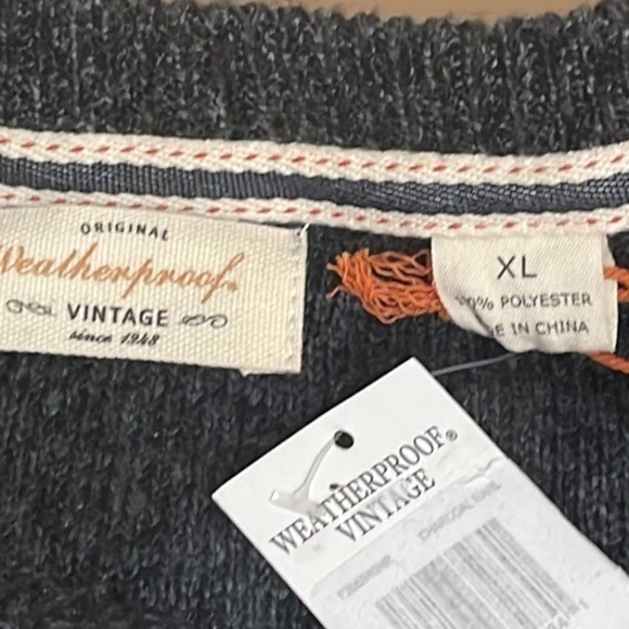 Mens Weatherproof Vintage Gray long sleeve cable knit charcoal marl sweater XL - Picture 2 of 5